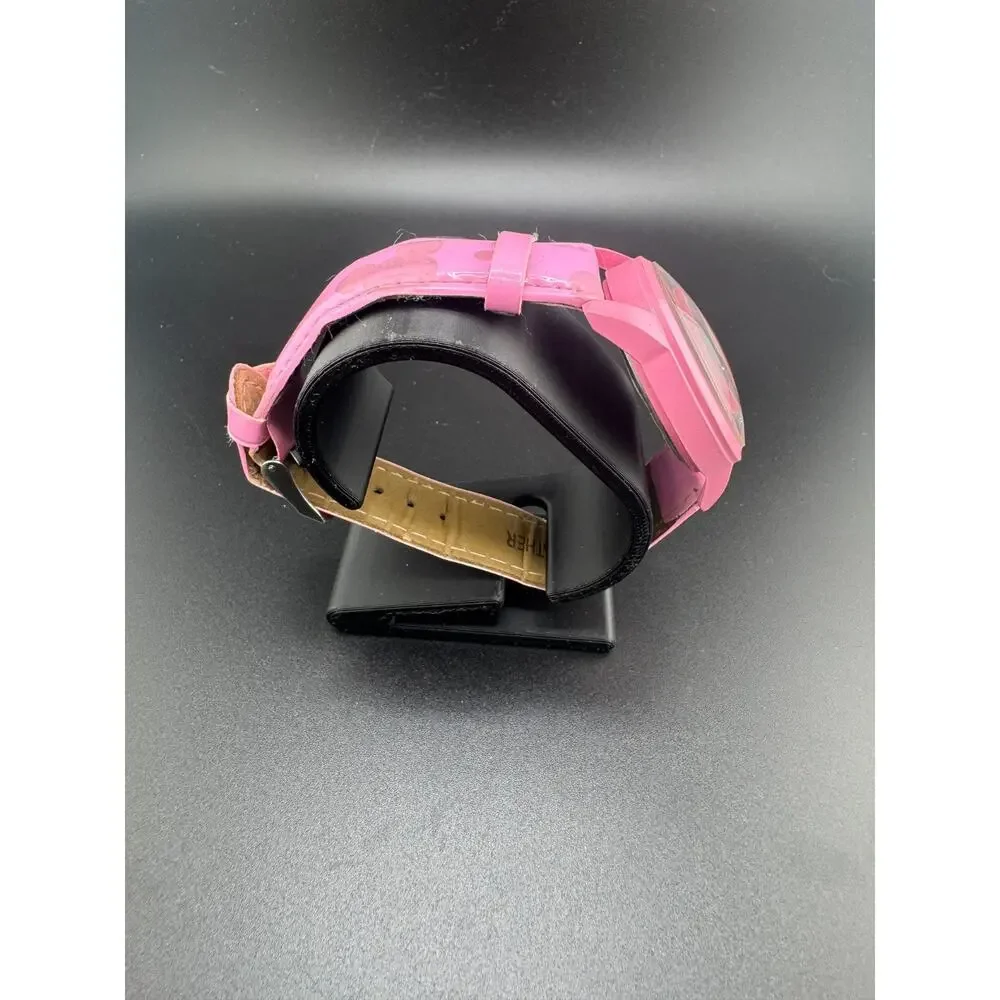 Bariho Pink Mouse Silhouette Watch Genuine Leather Band
